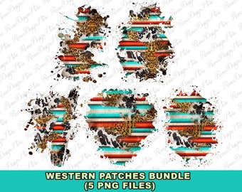 Western patches png sublimation design bundle, patches bundle png, western patterns png, sublimate designs download