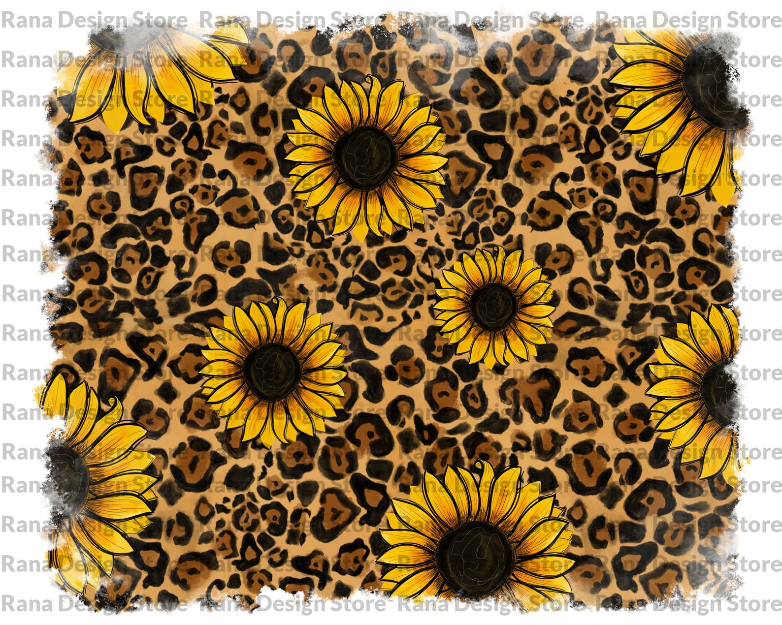 Leopard Sunflowers Background Sunflower Png Western Etsy Singapore