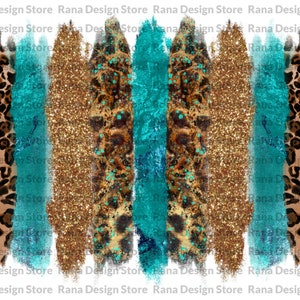 Glitter Turqoise Leopard Tooled Leather Background, Western Sublimation, Western Brush Strokes, Instant Download, Png File, Digital Download