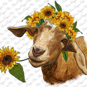 Capra Con Girasole Png Sublimazione Design,Capra Png, Girasole Png, Girasole Capra Png, Capra Occidentale Png,Sublimazione Design,Download Istantaneo