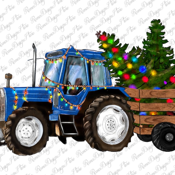 Blue Christmas Tractor Png Sublimation Design, Blue Tractor Png, Farm Tractor Png, Christmas Farm Tractor Png, Instant Download