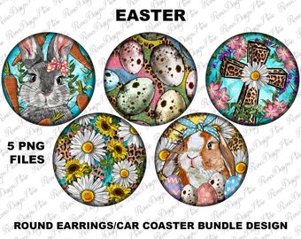 Easter Round Earrings Png Sublimation Design Bundle,Easter Sublimation Png,Easter Car Coster Png,Easter Bunny Png,Easter Cross Png Downloads