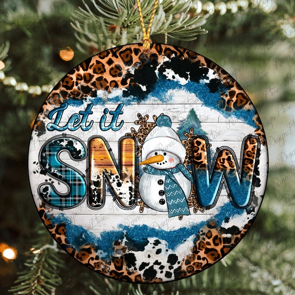 Let It Snow Ornament Png Sublimation Design, Western Christmas Ornament Png, Round Christmas Ornament, Merry Christmas Png, Digital Download