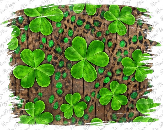 Saint Patricks Day Shamrock And Leopard Distressed Background Png,Saint Patricks Png,St.Patricks Day,St Patricks Background,Instant Download