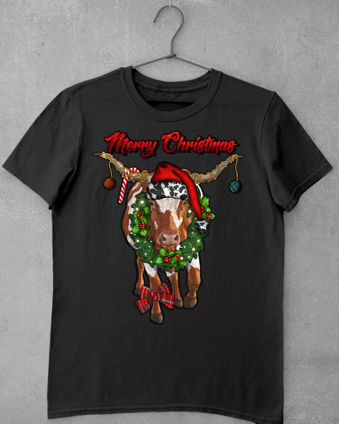 Longhorn Christmas Cow Graphic Tee main image 0