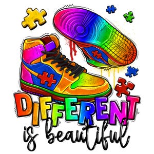 Different is beautiful autism shoes png sublimation design download, Autism png design, Autism Awareness png, sublimate designs download