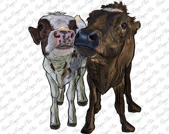 Två kviga kor png sublimeringsdesign, västerländsk kviga png, västerländsk Angus png, västerländsk ko png, västerländsk nötkreatur png, omedelbar nedladdning