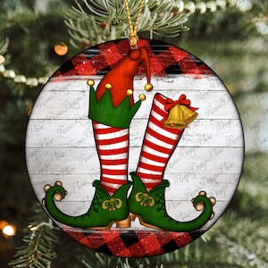 Elf Shoes And Hat Ornament Png, Elf Christmas Ornament Png, Christmas Sublimation Design, Round Ornament Png, Ornament Sublimation Designs