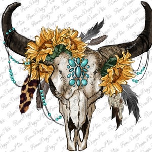 Sunflower Boho Bull Skull PNG Sublimation Design, Feather Png, Bull Skull Png,Western Bull Skull Png,Png Sublimation Design,Instant Download