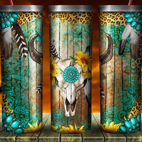 Boho Bull Skull 20oz Skinny Tumbler Design, Boho Tumbler Png,Bull Skull Tumbler Png,Boho Bull Skull Png,Gemstone Bull Skull,Instant Download