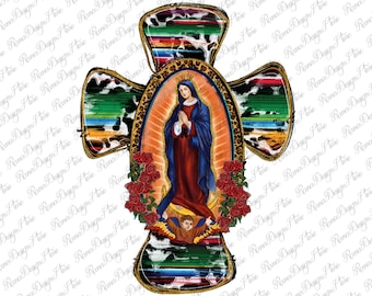 Our Lady Of Guadalupe Cross Png Sublimation Design, Lady Of Guadalupe Png, Lady Of Guadalupe Cross Png, Virgin Mary Cross, Instant Download