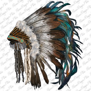 Indian Feather Headdress Png Sublimation Design, Indian Png, Indian ...