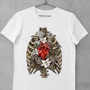 Skelet Ribbenkast Hart png Sublimatie Ontwerp, Handgetekend Anatomisch Hart png, Menselijk Hart png, Anatomisch Menselijk Hart Png, Digitale Download afbeelding 2
