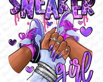 Purple galaxy sneaker girl png sublimation design download, sneaker life png, black woman png, sneaker girl png, sublimate designs download