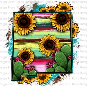 New Mexico Karte Png, Sonnenblume und Kaktus Mexiko Karte Design, Mexiko Karte, Sonnenblume Mexiko, Serape Mexiko, Western Mexico, Sublimation Design