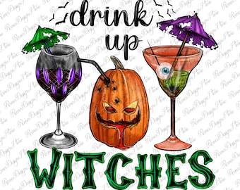 Bevi streghe Halloween Png, zucca spettrale Png, Png di sublimazione di Halloween, Design di Halloween, Design di sublimazione Png, Download istantaneo