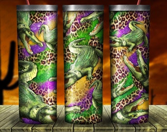 Mardi Gras Louisiana Crocodile Leopard Tumbler Png Sublimation Design, Mardi Gras Png, Crocodile Png, Western Design Png, Digital Download