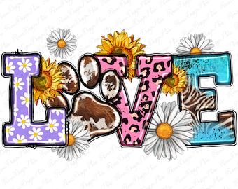 Perro pata amor png sublimación diseño descargar, perro amor png, animal png, western love png, dow paw png, sublimar diseños descargar