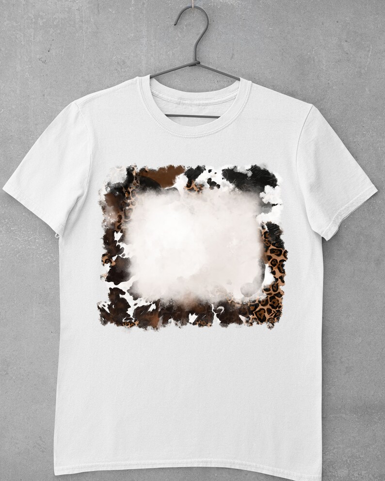 Léopard et peau de vache fond cadre Png, aquarelle peau de vache Png, aquarelle léopard, fond Western, Png Sublimation, téléchargement immédiat, image 3