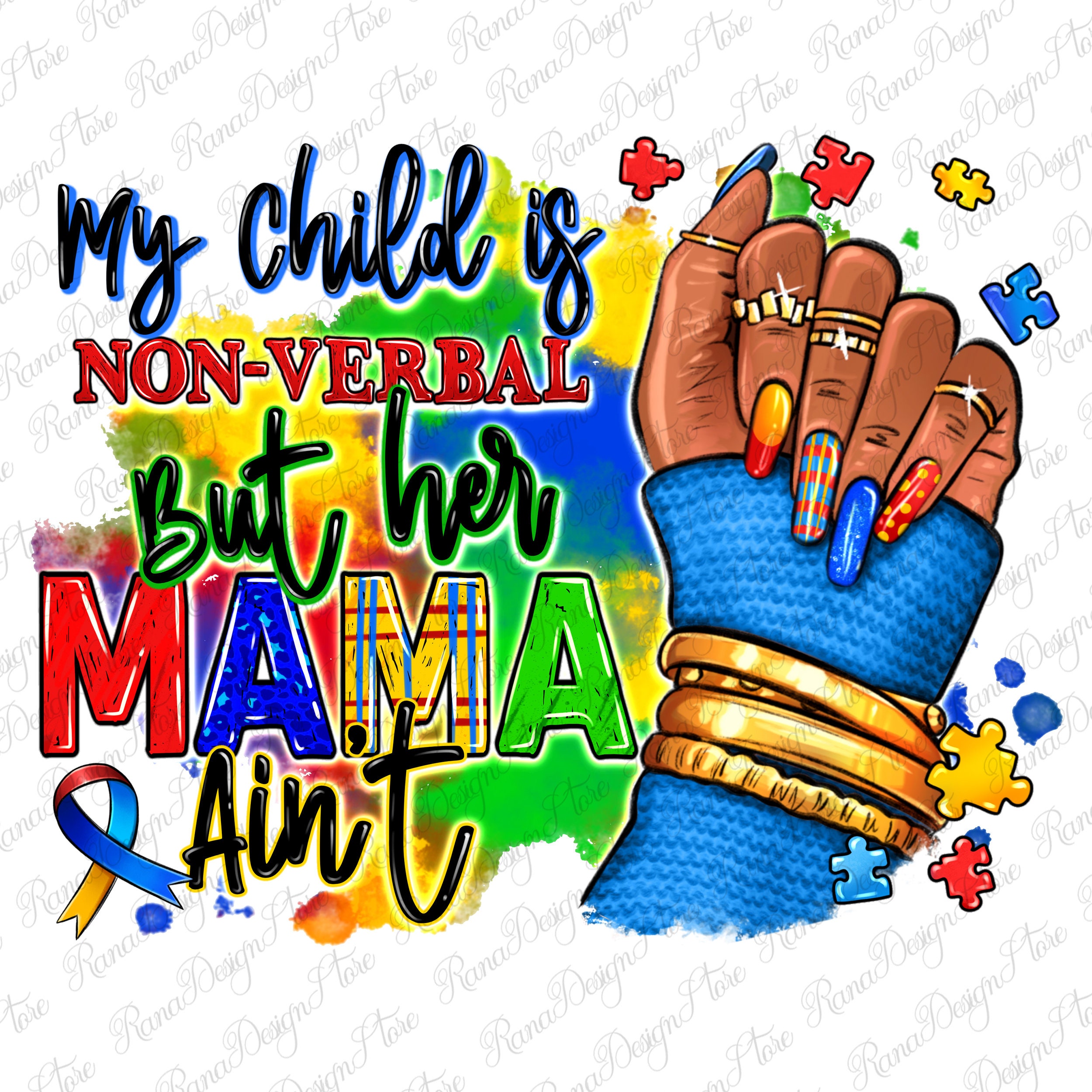 non☆mama My Child is Non-verbal but Her Mama Ain't Afro Hand Png