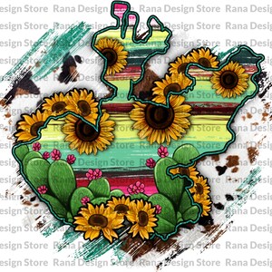 Serape Jalisco Sunflower Flag, Jalisco, Girasole, Cactus occidentale, Serape Pattern, Western Digital Download, Sublimazione Png, Download istantaneo
