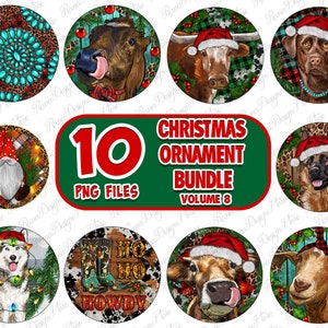 Pacchetto di design a sublimazione di ornamento di Natale Png, Clipart del pacchetto di ornamenti di Natale, Felice anno nuovo Png, Natale Png, Download digitale