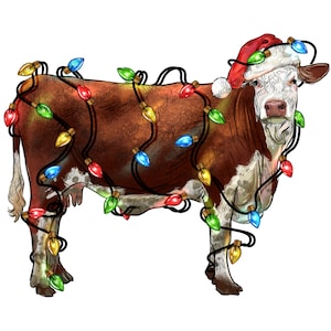 Weihnachten Hereford Kuh PNG Sublimation Design Download, Weihnachten PNG, frohe Weihnachten png, Western Hereford Kuh png, sublimieren Download