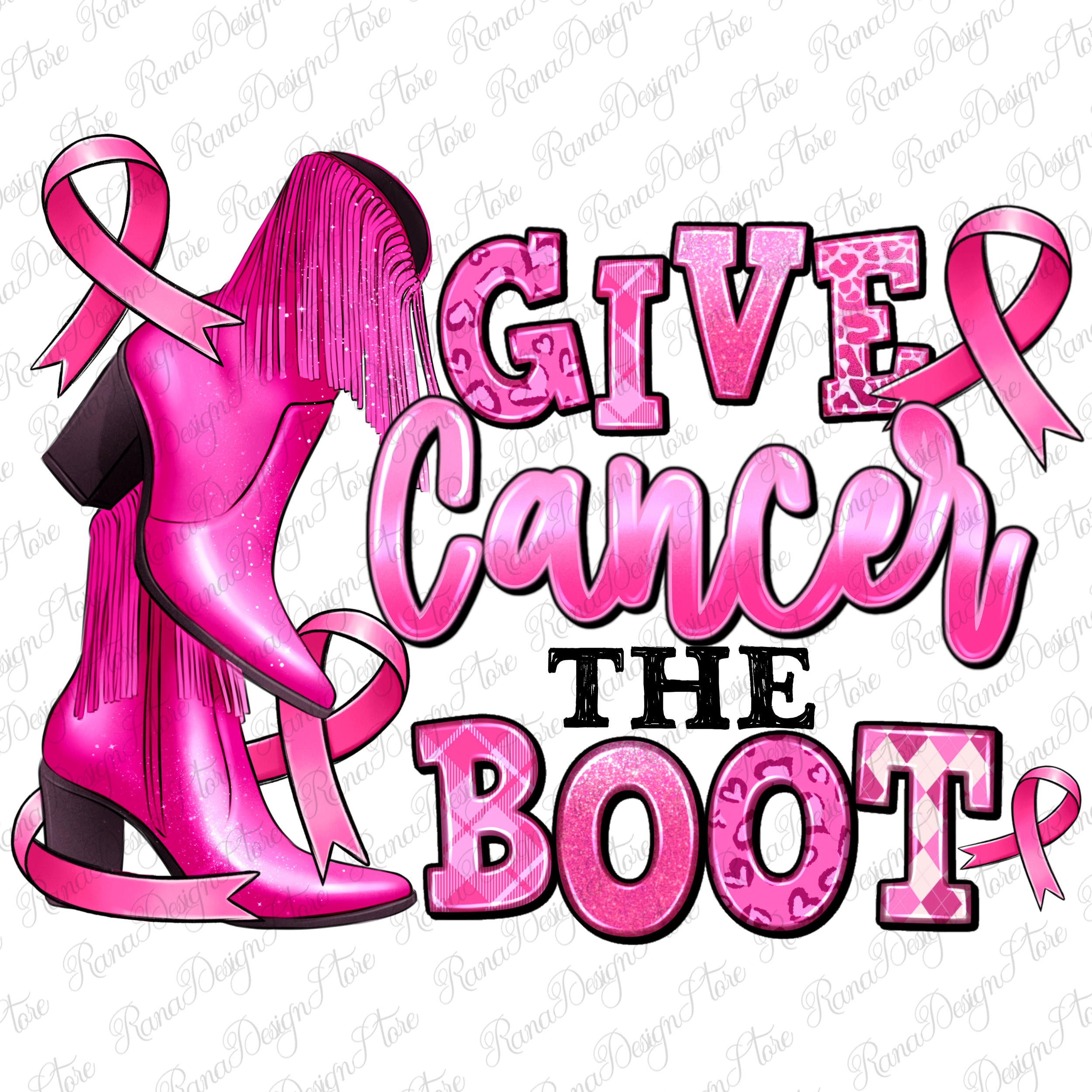 Give Cancer the Boot Png Sublimation Design Download, Cancer Awareness ...