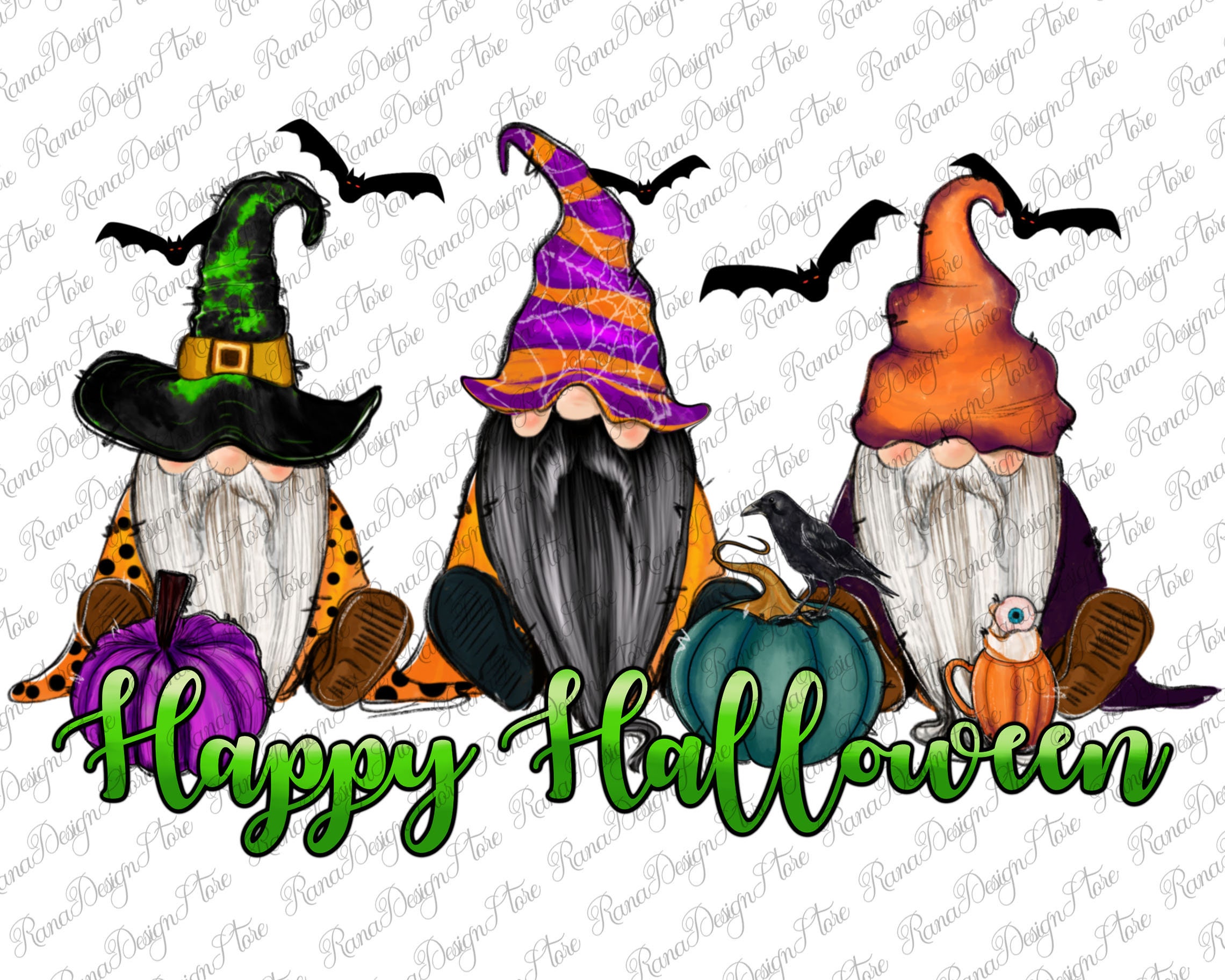 Happy Halloween Gnome Pumpkin Png Sublimation Design Happy Etsy