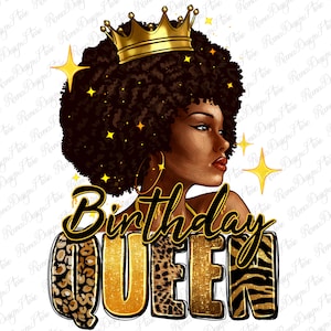 Birthday queen afro girl png sublimation design download, birthday party png, black woman png, birthday png, sublimate designs download