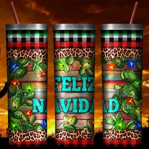 Feliz Navidad Tumbler 20oz Skinny Tumbler Png Design, Christmas Tumbler Png, Feliz Navidad Png, Serape Tumbler Png, Instant Download