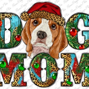 Christmas Beagle Dog Mom Png Sublimation Design, Dog Mom Png, Leopard Dog Mom Png, Christmas Cute Beagle Png, Instant Download