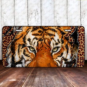 Tiger face license plate png sublimation design download, western license plate png, tiger png, sublimate designs download