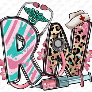 Floral RN Registered Nurse png sublimation design download, Nurse life png, Nursing png, floral RN png, sublimate designs download