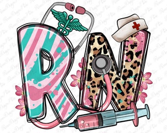 Floral RN Registered Nurse png sublimation design download, Nurse life png, Nursing png, floral RN png, sublimate designs download