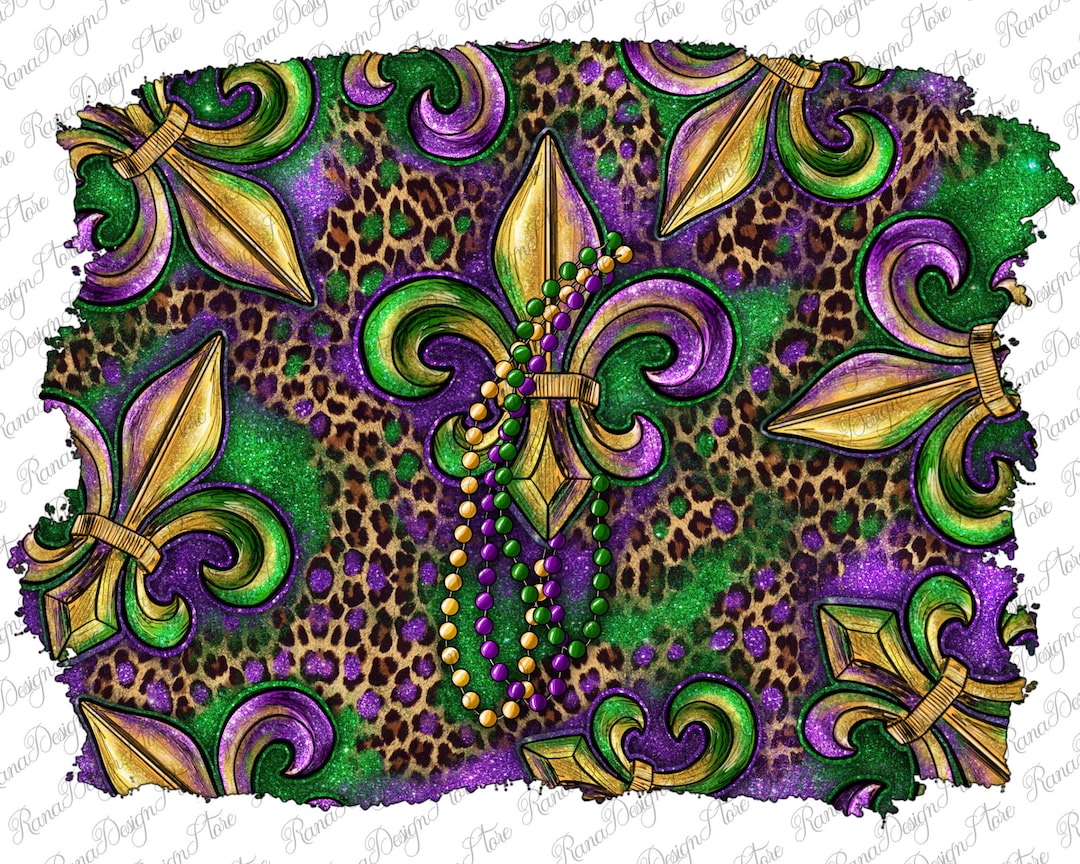 Mardi Gras Fleur De Lis Background Png Sublimation Design, Mardi Gras