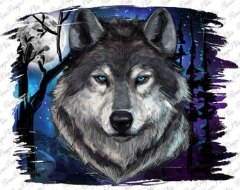 Wolf And Full Moon Png Sublimation Design, Western Life Png, Wolves Png, Wolf In The Dark Night Png, Full Moon Wolf Png, Digital Downloads