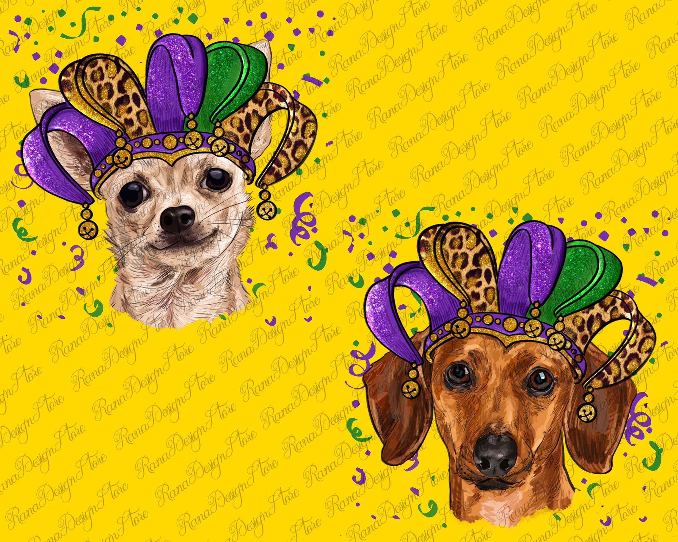 Mardi Gras Dogs With Masks Png Bundle Sublimation Design | Etsy