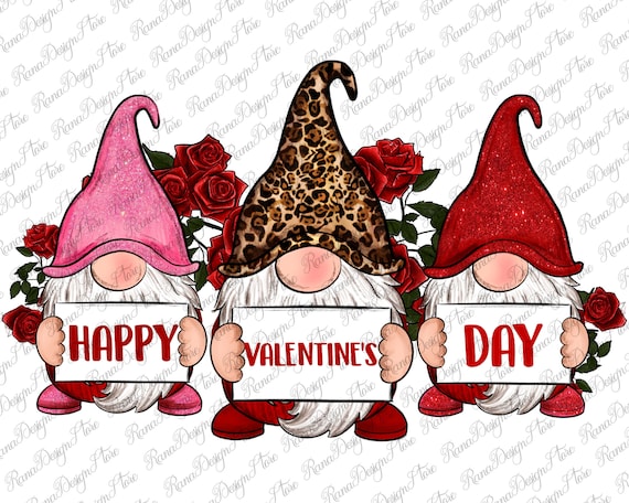 Valentine Gnome with Blank Sign PNG Sublimation