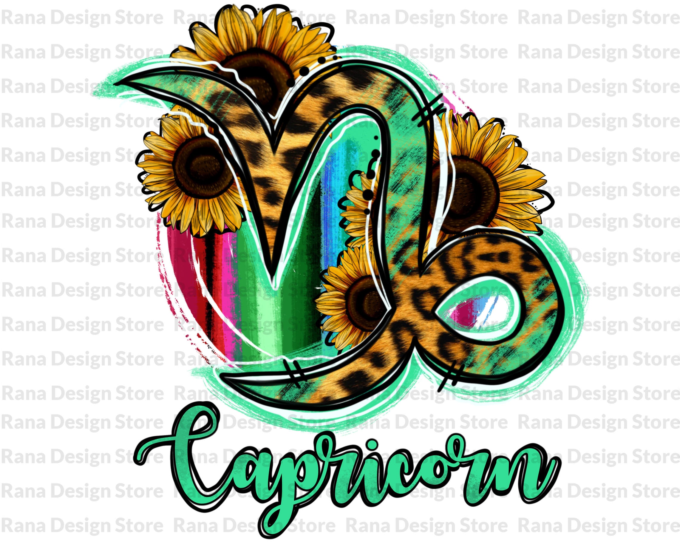 Capricorn Zodiac Sublimation Design Capricorn Pngleopard Etsy Hong Kong