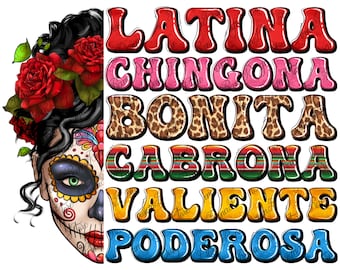 Mexican sugar skull latina chingona bonita png sublimation design download, Mexican png, Mexican Chingona png, sublimate designs download