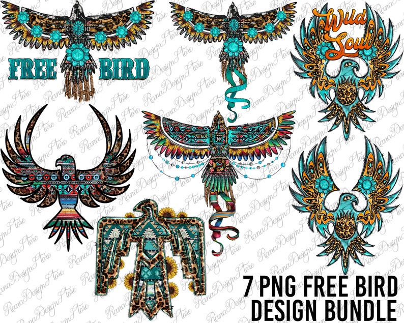 Thunderbird Png Sublimation Design Bundle, Gemstone Thunderbird Png, Turquoise Png, Thunderbird Bundle Png, Gemstone Png, Instant download image 1