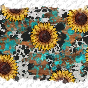 Cowhide Sunflower Western Distressed Background Png Design, Cowhide Background, Gemstone Background, Sunflower Background, Instant Download