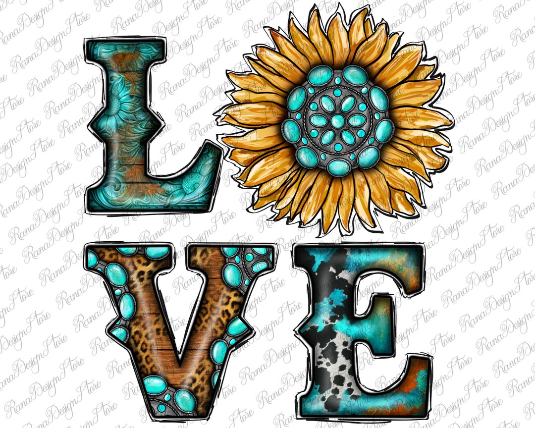 Sunflower Love Png Sublimation Design, Sunflower Love Png, Gemstone ...