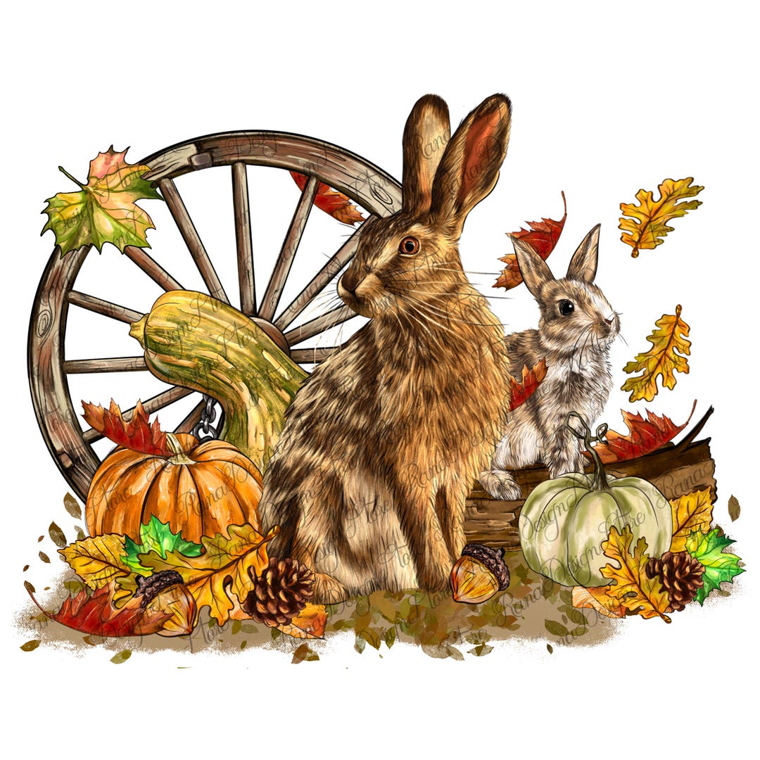 Fall Rabbit Png Sublimation Design Download, Hello Fall Png, Fall Vibes ...