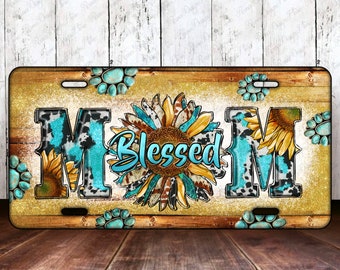 Mom blessed license plate png sublimation design download, mom license plate png, blessed mom png, sublimate designs download