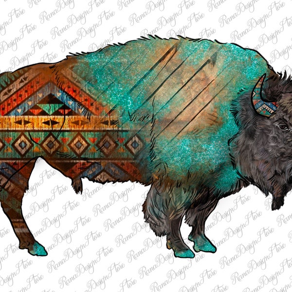 Aztec Bison Png Sublimation Design, Western Bison Png, Aztec Bison Png, American Bison Png, Bison Png, Bison Clipart, Instant Download