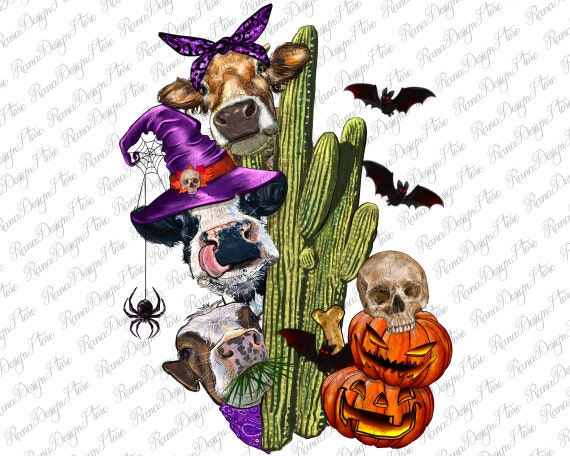 Halloween Cows Png Sublimation Design, Happy Halloween Png, Halloween Vibes Png, Halloween Animals Png, Halloween Cows Png, Digital Download