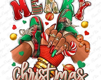 Merry Christmas black girl sneakers png sublimation design download, black woman png, Christmas png, sneakers life png, designs download