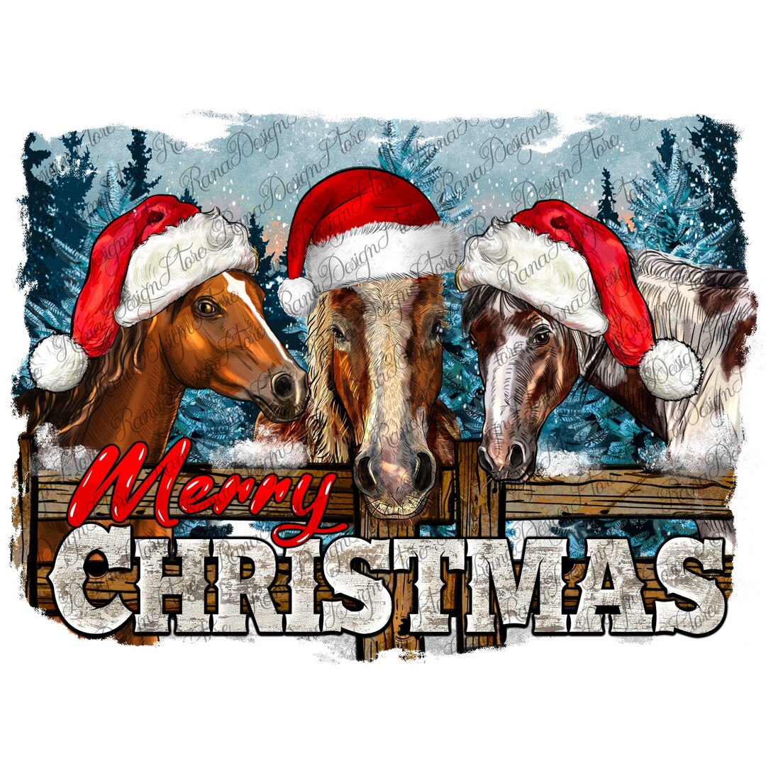 Merry Christmas Horses Png Sublimation Design Download, Christmas Png ...